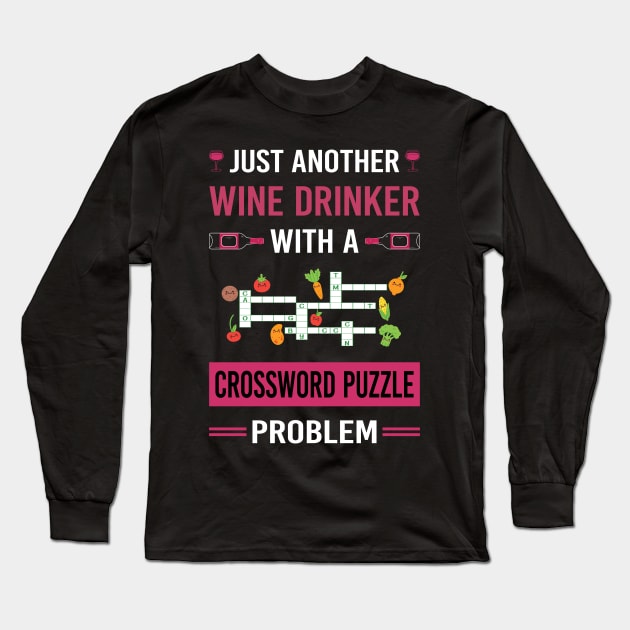 Wine Drinker Crossword Puzzles Long Sleeve T-Shirt by Good Day